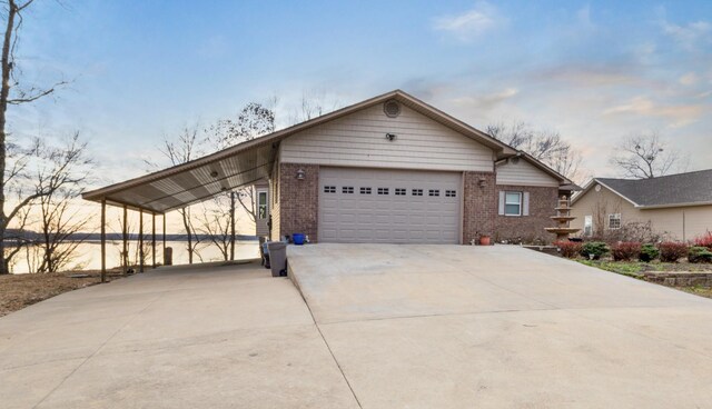 view of front of property with a garage