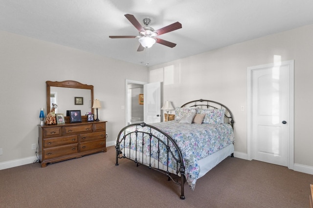 bedroom with carpet and ceiling fan