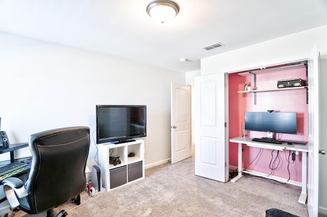 view of carpeted office space