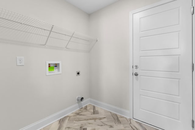 laundry room with hookup for a washing machine, electric dryer hookup, and light parquet floors