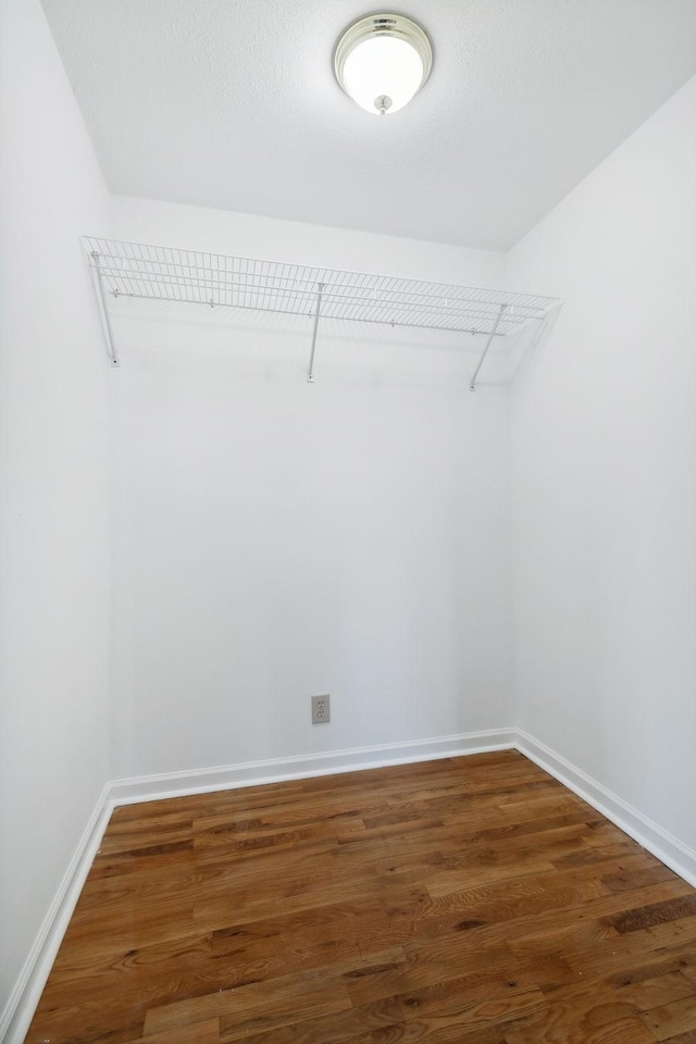 spacious closet with dark wood-type flooring