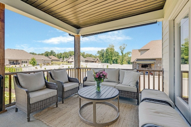 view of patio / terrace with outdoor lounge area and a balcony