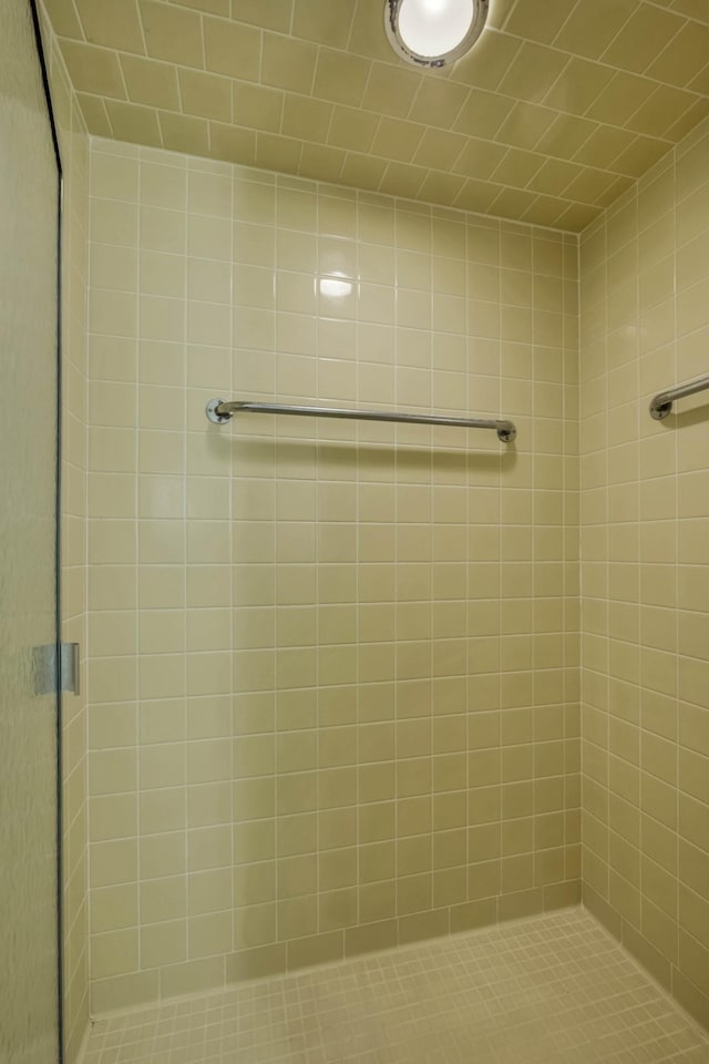 bathroom featuring a tile shower