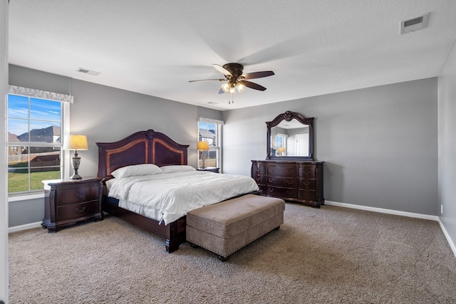 bedroom featuring carpet flooring and ceiling fan