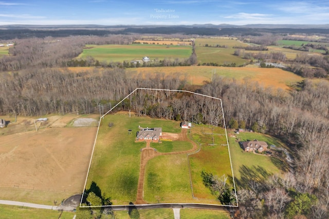 drone / aerial view featuring a rural view