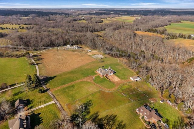 birds eye view of property with a rural view