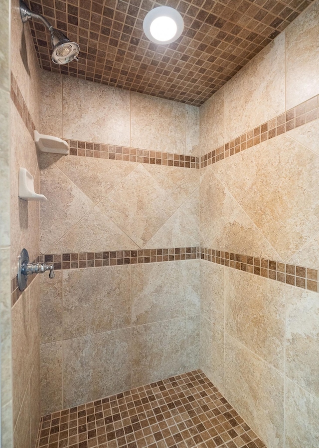 bathroom with a tile shower