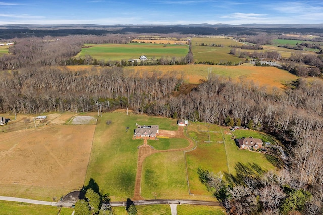 aerial view featuring a rural view