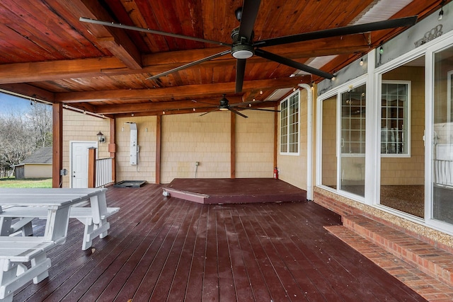 wooden terrace with ceiling fan