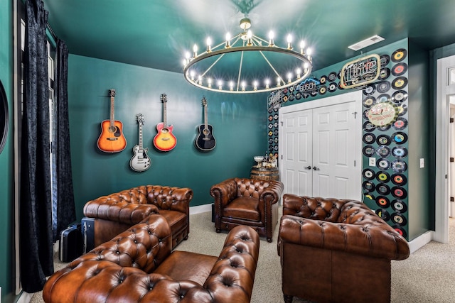 interior space featuring an inviting chandelier