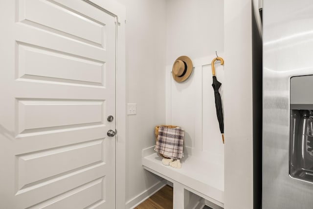 mudroom with hardwood / wood-style floors