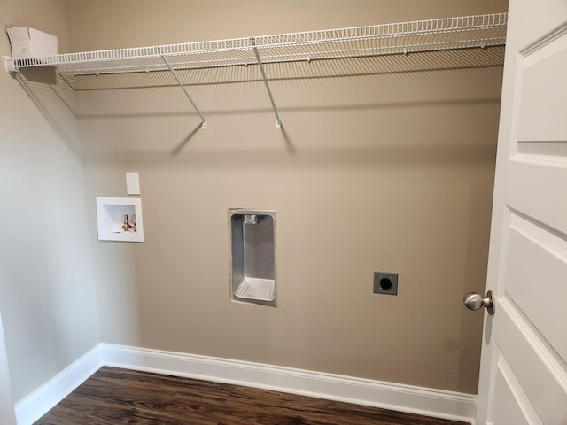 washroom with washer hookup, dark wood-type flooring, and hookup for an electric dryer