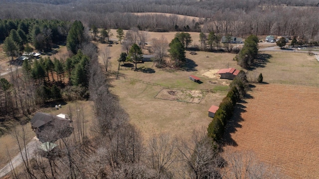 aerial view with a view of trees and a rural view