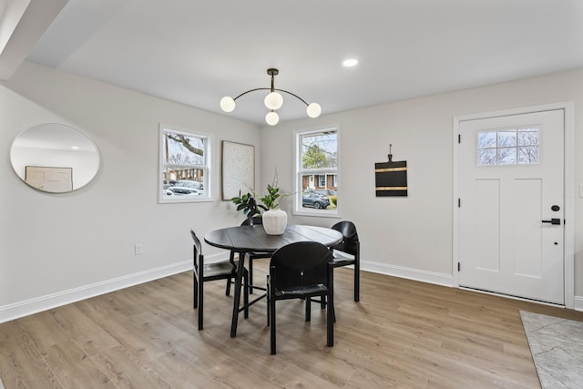 dining area featuring light hardwood / wood-style flooring