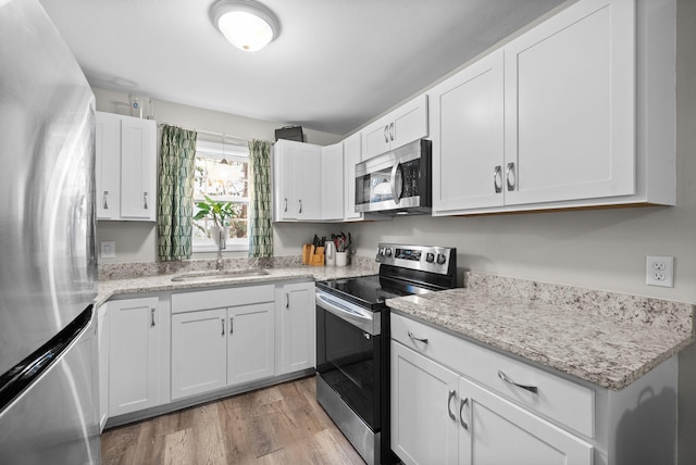 kitchen featuring sink, white cabinetry, and stainless steel appliances