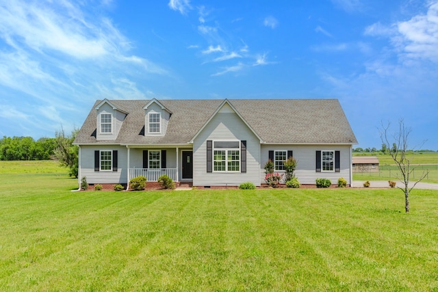 2778 Ashwood Rd, Columbia, TN 38401 - cape cod-style house with covered porch, a front yard, roof with shingles, and crawl space