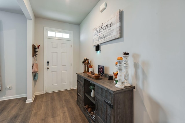 foyer entrance featuring dark hardwood / wood-style floors