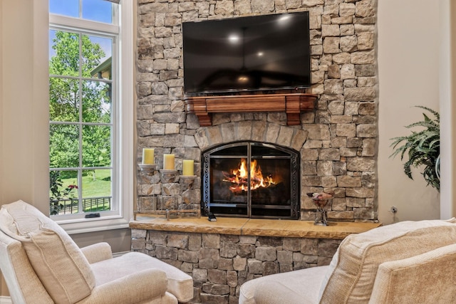 interior space with a fireplace