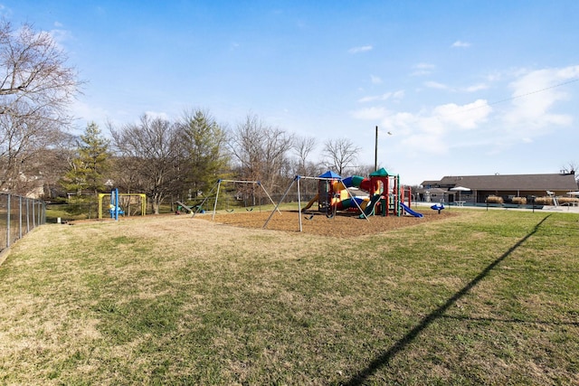 view of yard with a playground