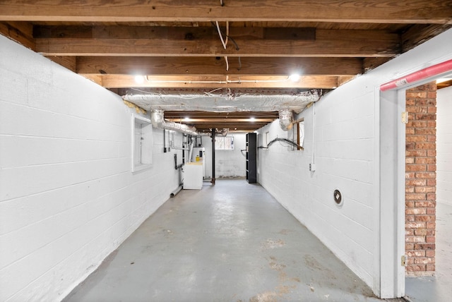 basement with gas water heater