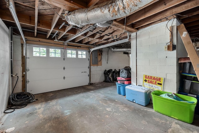 garage with electric panel