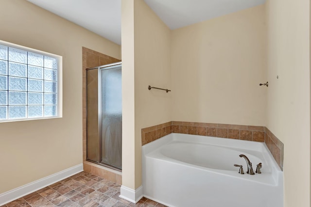 bathroom with plus walk in shower