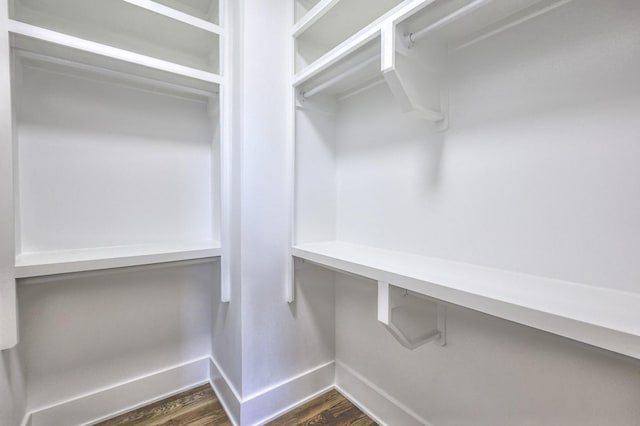 walk in closet featuring dark hardwood / wood-style flooring