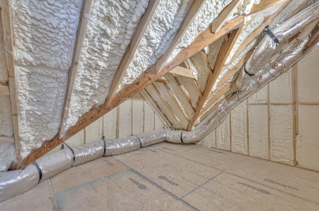 view of unfinished attic