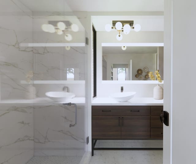 3525 Garner Rd Unit 1, Chattanooga, TN 37406 - bathroom featuring vanity and a marble finish shower