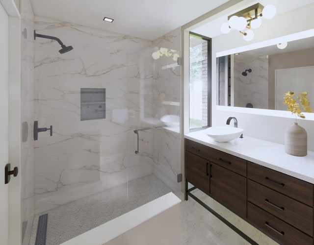 3525 Garner Rd Unit 1, Chattanooga, TN 37406 - bathroom featuring vanity and a marble finish shower
