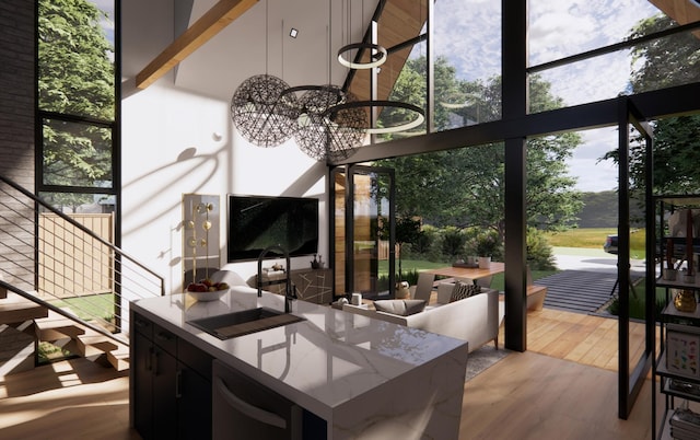 3525 Garner Rd Unit 2, Chattanooga, TN 37406 - sunroom / solarium featuring a sink and a chandelier