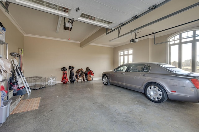 garage with a garage door opener