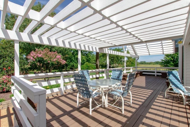 wooden terrace featuring a pergola