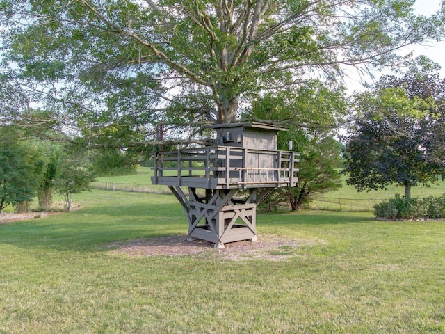 view of yard with a deck