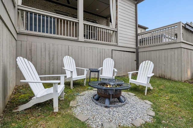 view of patio featuring an outdoor fire pit