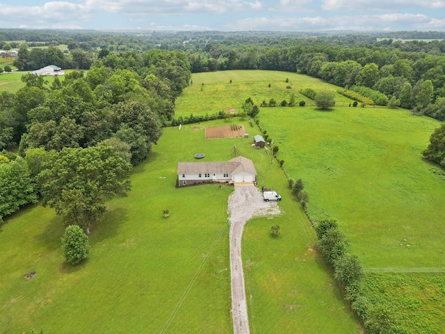 bird's eye view featuring a rural view