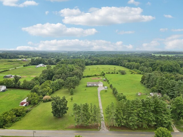 birds eye view of property with a rural view