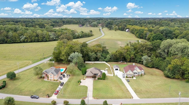 drone / aerial view with a rural view