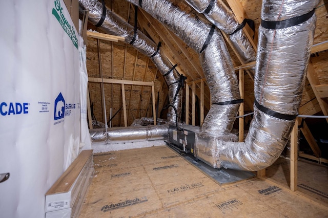 view of unfinished attic