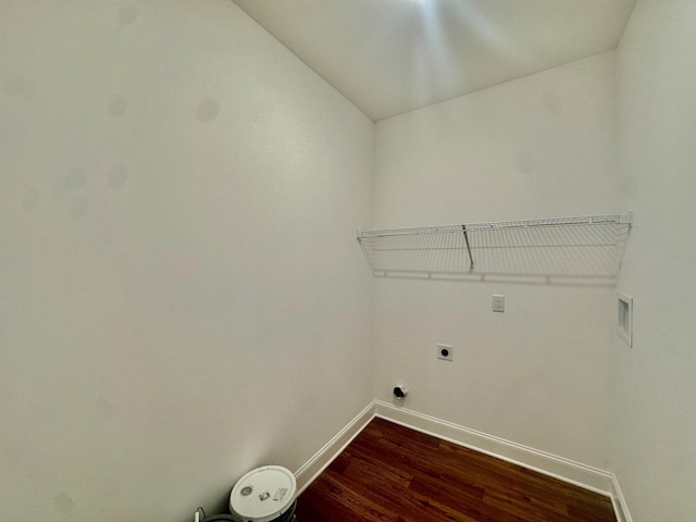 laundry area featuring hookup for a washing machine, wood-type flooring, and hookup for an electric dryer