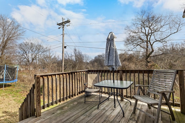 deck with a trampoline