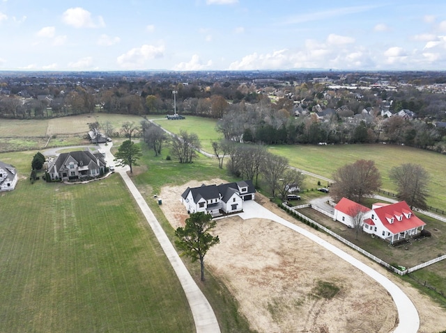 aerial view featuring a rural view