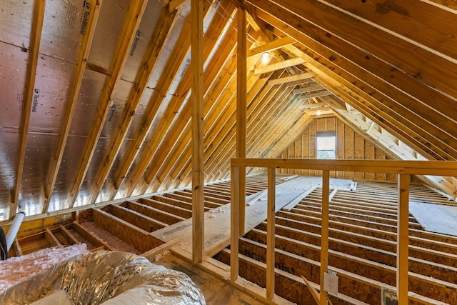 view of unfinished attic