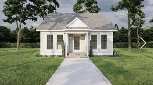 view of front facade with a front yard