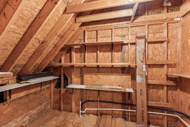 view of unfinished attic