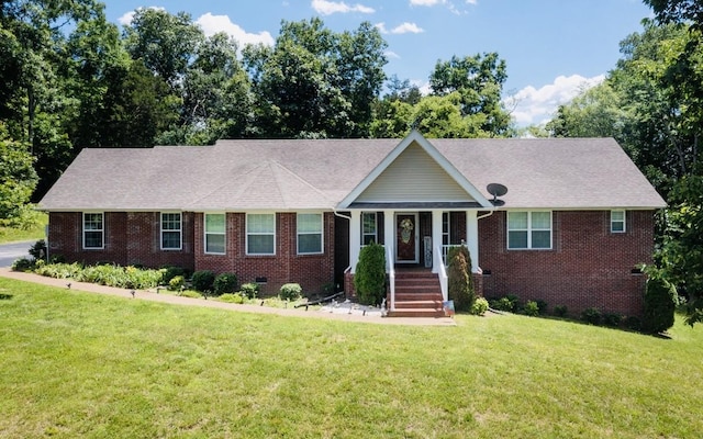 ranch-style house with a front lawn