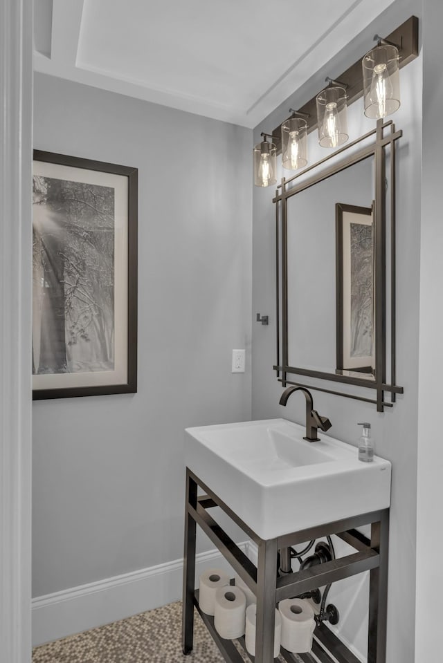 bathroom with tile patterned flooring