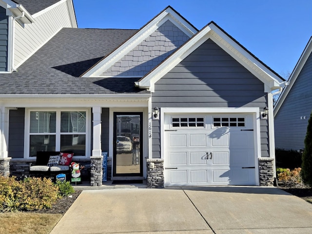 craftsman inspired home featuring a garage