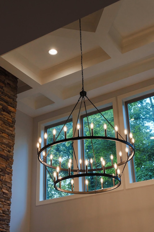 details with a notable chandelier