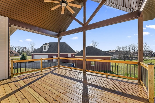 wooden terrace with ceiling fan